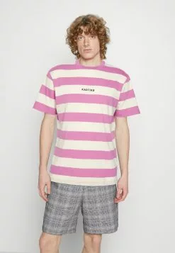 Kaotiko Niall Stripes Unisex - T-Shirt Print - Burgundy/Ivory