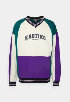 Kaotiko Crew Kasey - Sweater - Ivory/Purple/Jade