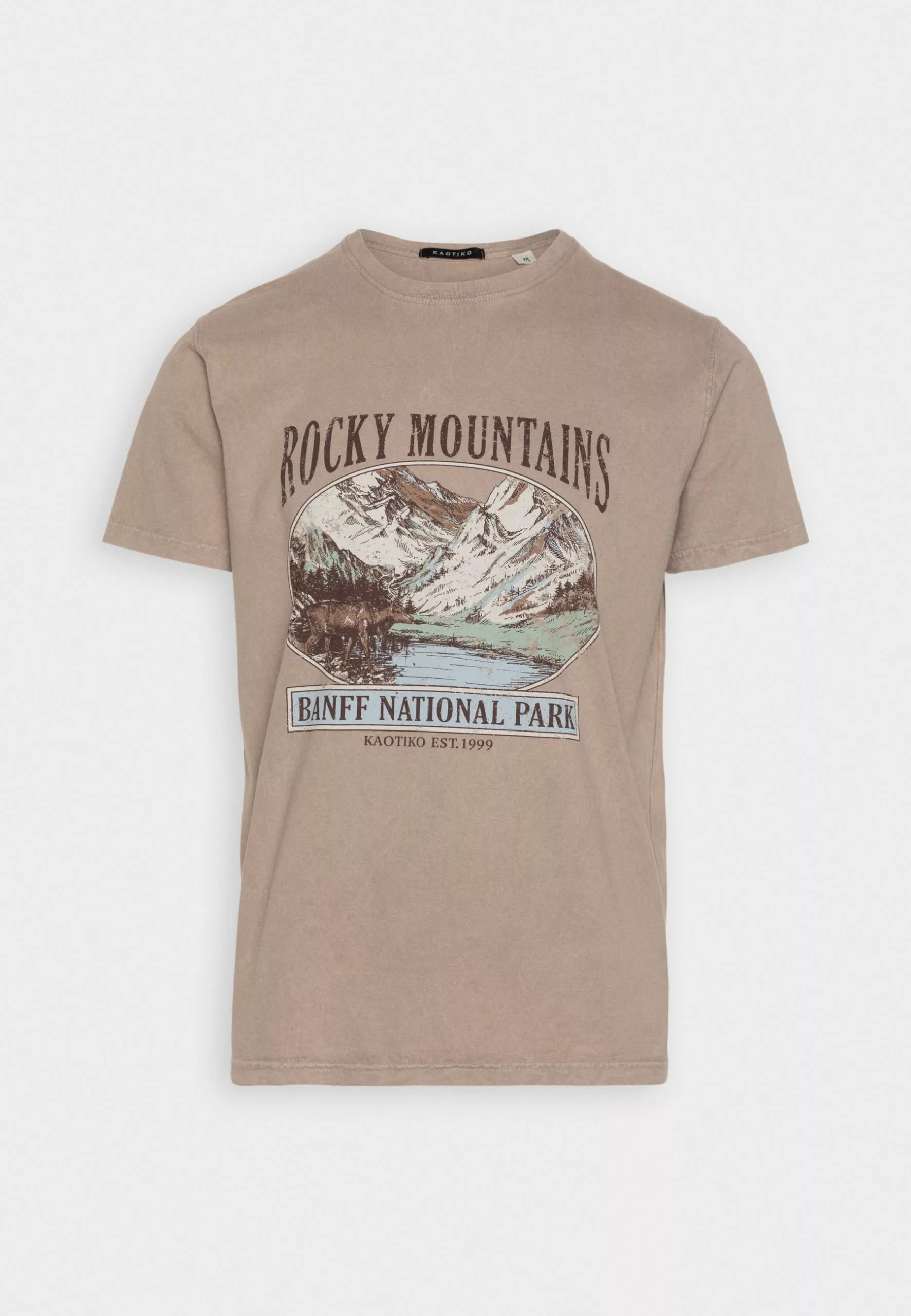 Kaotiko Rocky Mountains Unisex - T-Shirt Print - Dark Bone 6 Kaotiko Rocky Mountains Unisex - T-Shirt Print - Dark Bone - Afbeelding 4