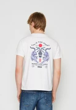 Kaotiko Washed Life Is Too Short Unisex - T-Shirt Print - White