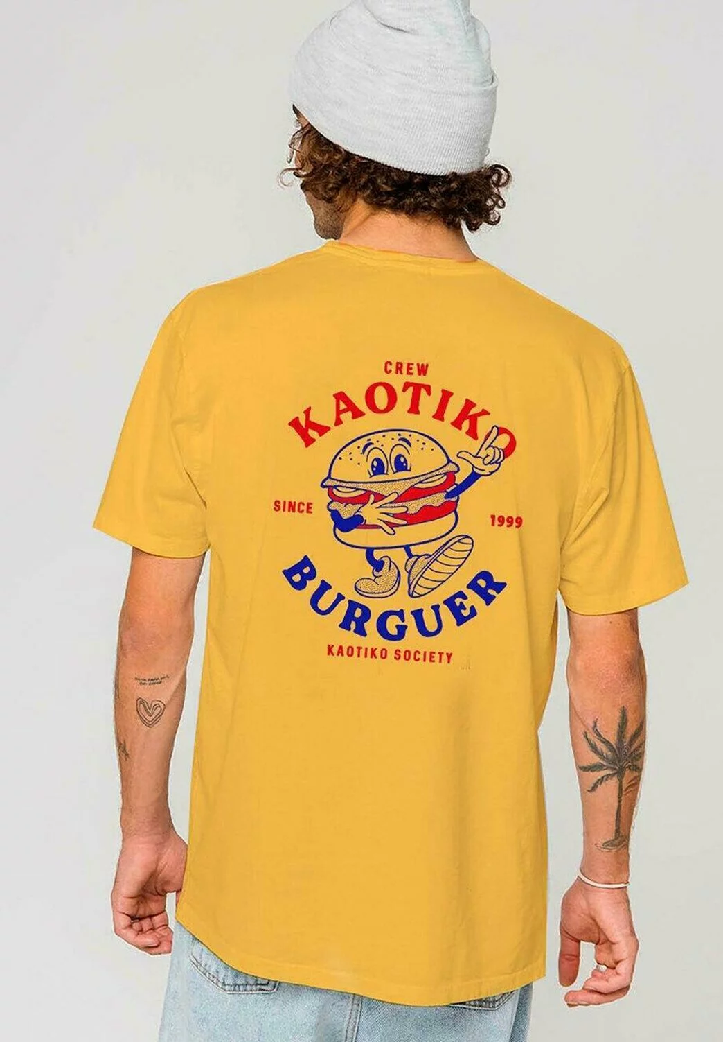 Kaotiko Washed Burguer - T-Shirt Print - Amarillo 3 Kaotiko Washed Burguer - T-Shirt Print - Amarillo