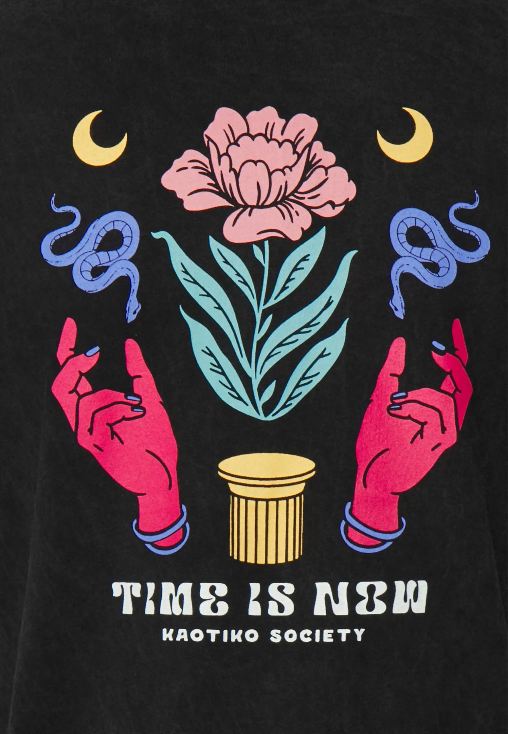 Kaotiko Washed Time Is Now Unisex - T-Shirt Print - Black 7 Kaotiko Washed Time Is Now Unisex - T-Shirt Print - Black - Afbeelding 5