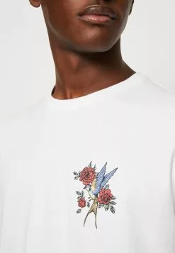 Kaotiko Bird Roses Unisex - T-Shirt Print - White -Kaotiko Winkel 9800b616bd714fbf9b1512ff50832b62