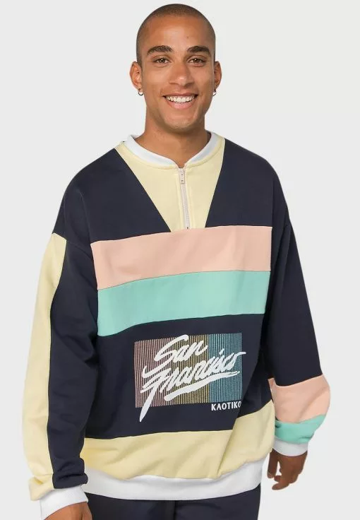 Kaotiko Unisex San Francisco - Sweater - Navy Blue -Kaotiko Winkel a696b56ba0b147be9311f7269c0b2fad