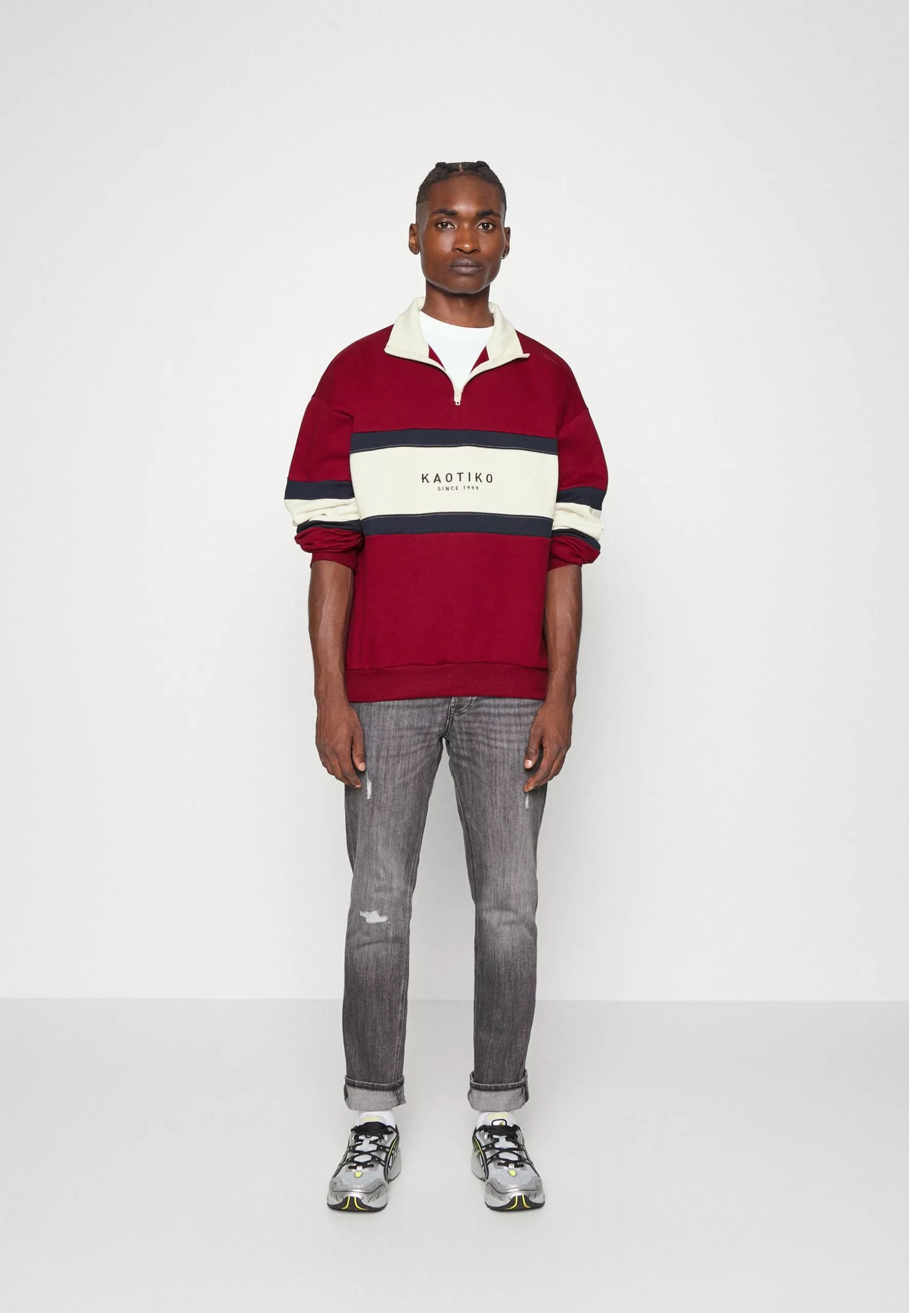 Kaotiko Crew Berwin Unisex - Sweater - Burgundy/Navy/Ivory 4 Kaotiko Crew Berwin Unisex - Sweater - Burgundy/Navy/Ivory - Afbeelding 2