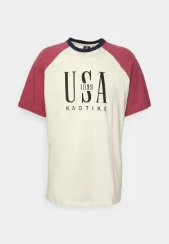 Kaotiko Rang Usa Unisex - T-Shirt Print - Ivory/Burgundy