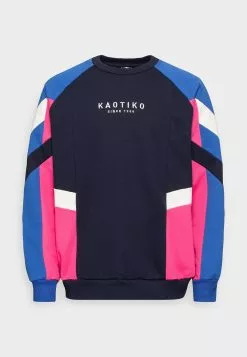 Kaotiko Crew Benton Unisex - Sweater - Navy/Royal/Fuxia