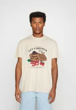 Kaotiko Washed Let´S Brunch Unisex - T-Shirt Print - Ivory