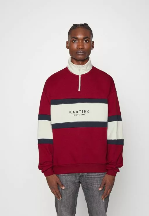 Kaotiko Crew Berwin Unisex - Sweater - Burgundy/Navy/Ivory -Kaotiko Winkel f5cef5a55d2a434b948c1c90f5d96a3c